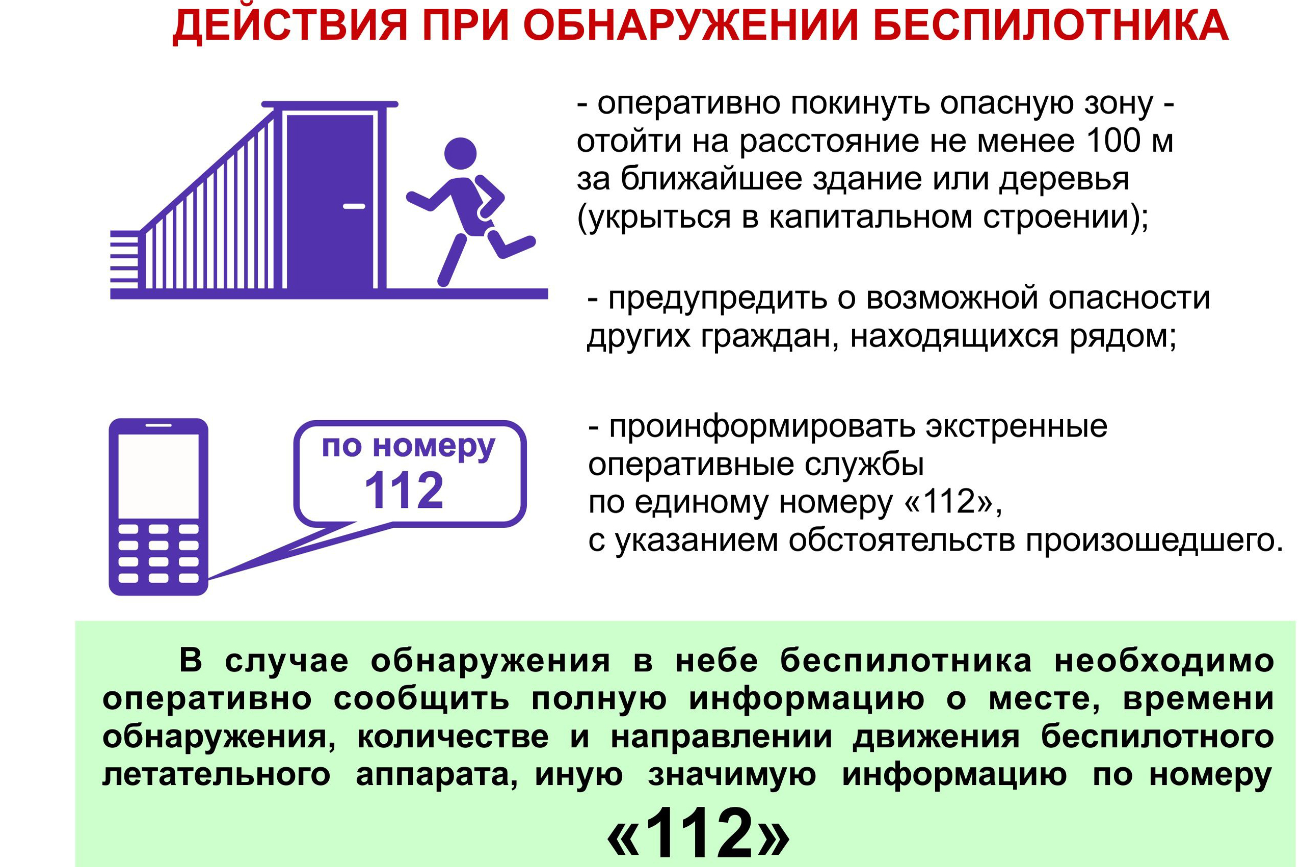 Памятка: действия при обнаружении беспилотника.